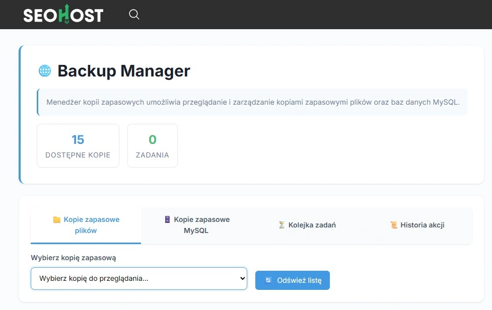seohost kopie zapasowe