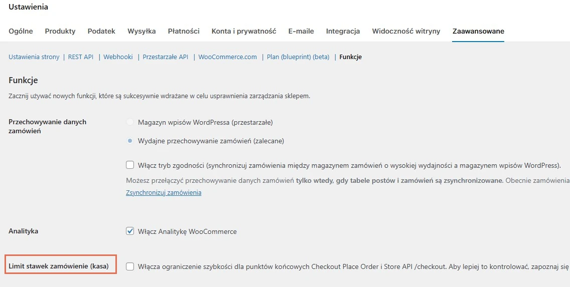 Opcja limitu zamówień w WooCommerce